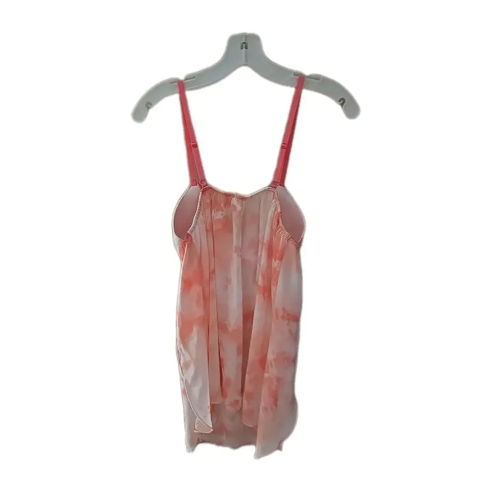 Lilac + London Pink‎ Floral Negligee V-Neck Babydoll Chemise Womans Size Medium